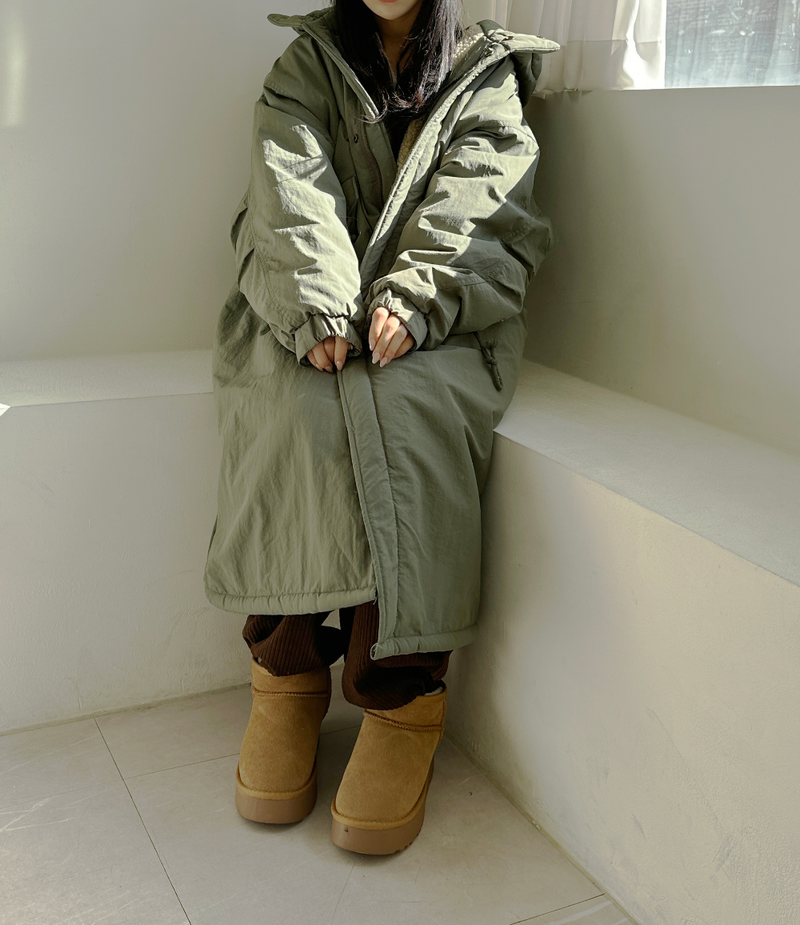 CCORTTI(コルッティ)の「(SEASON OFF SALE♥/QUALITY GUARANTEED♥) FULL SHEEPSKIN🐑🤎 LINING - 4 COLORS OVERSIZED BOXY LONG FIELD JACKET QUILTED PARKA SAFARI WINTER PADDING FIELD JACKET(Jackets/Outerwear)」