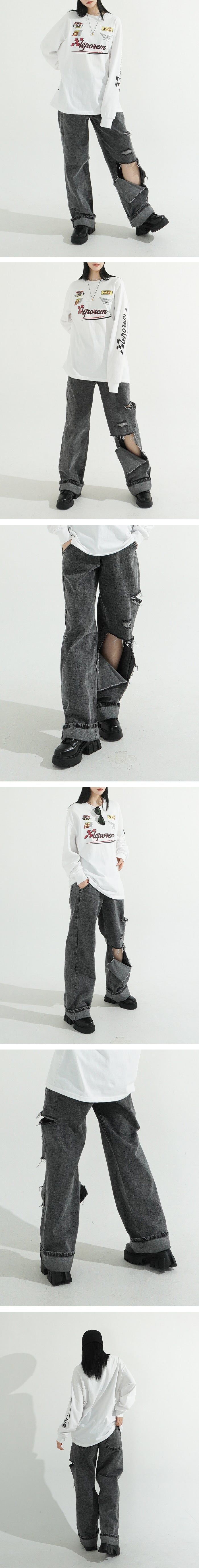 Washing Snow Wide Denim PT