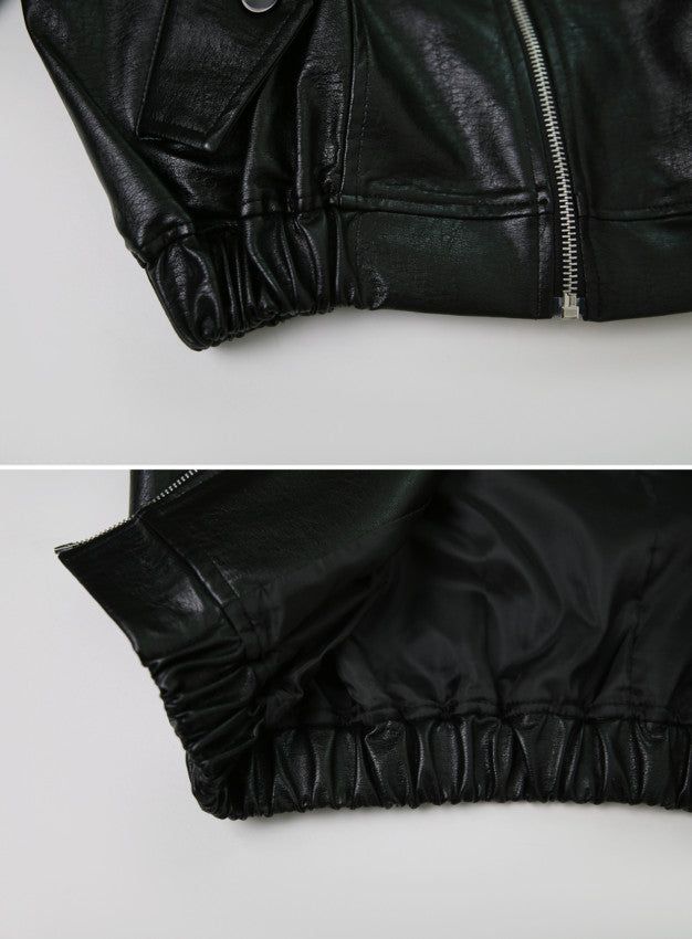 Classic Black Crop Leather Jacket
