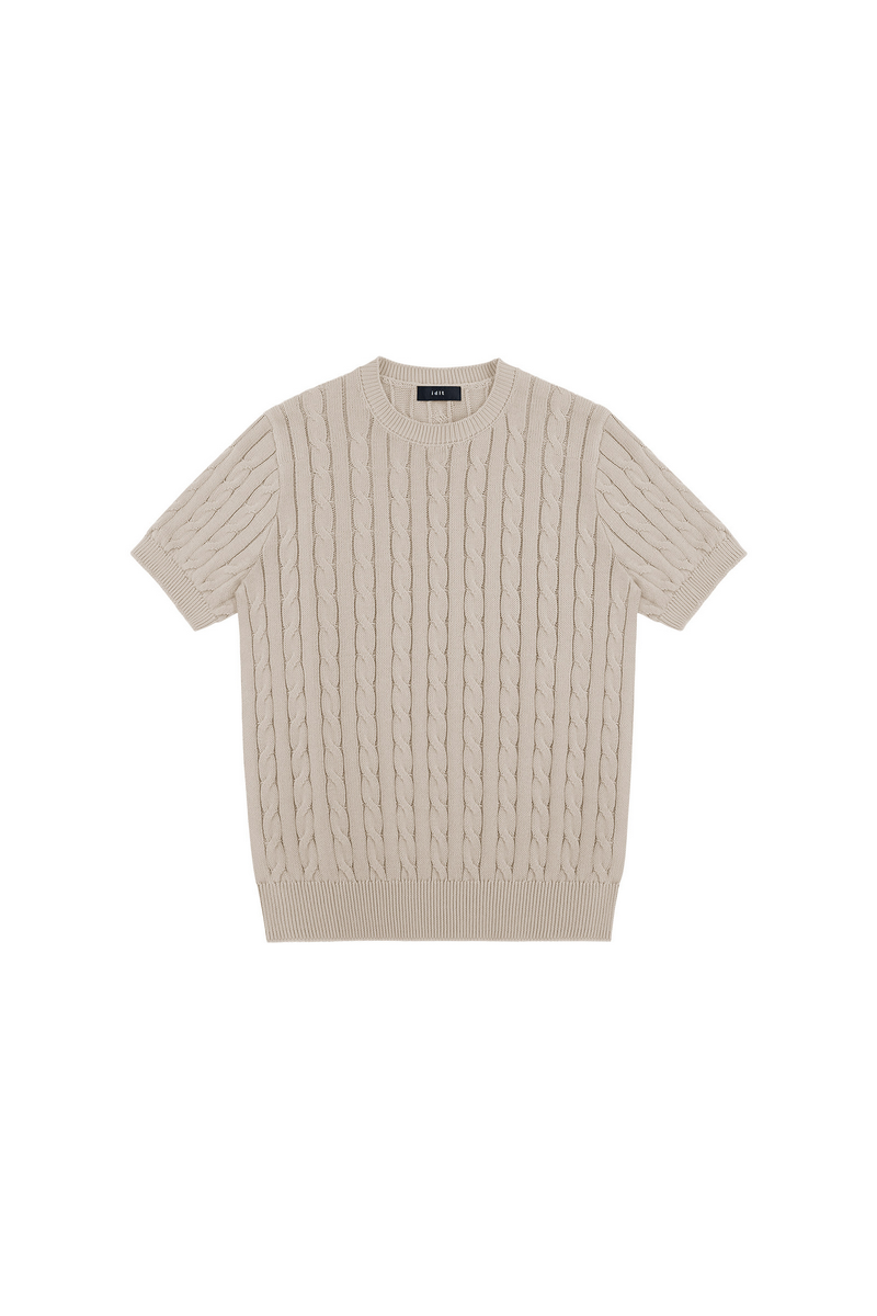ケーブル ニット クルーネックTシャツ