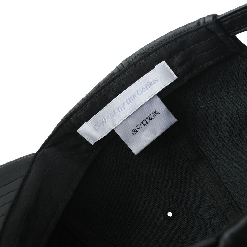 OVERSIZED LEATHER BALL CAP BLACK