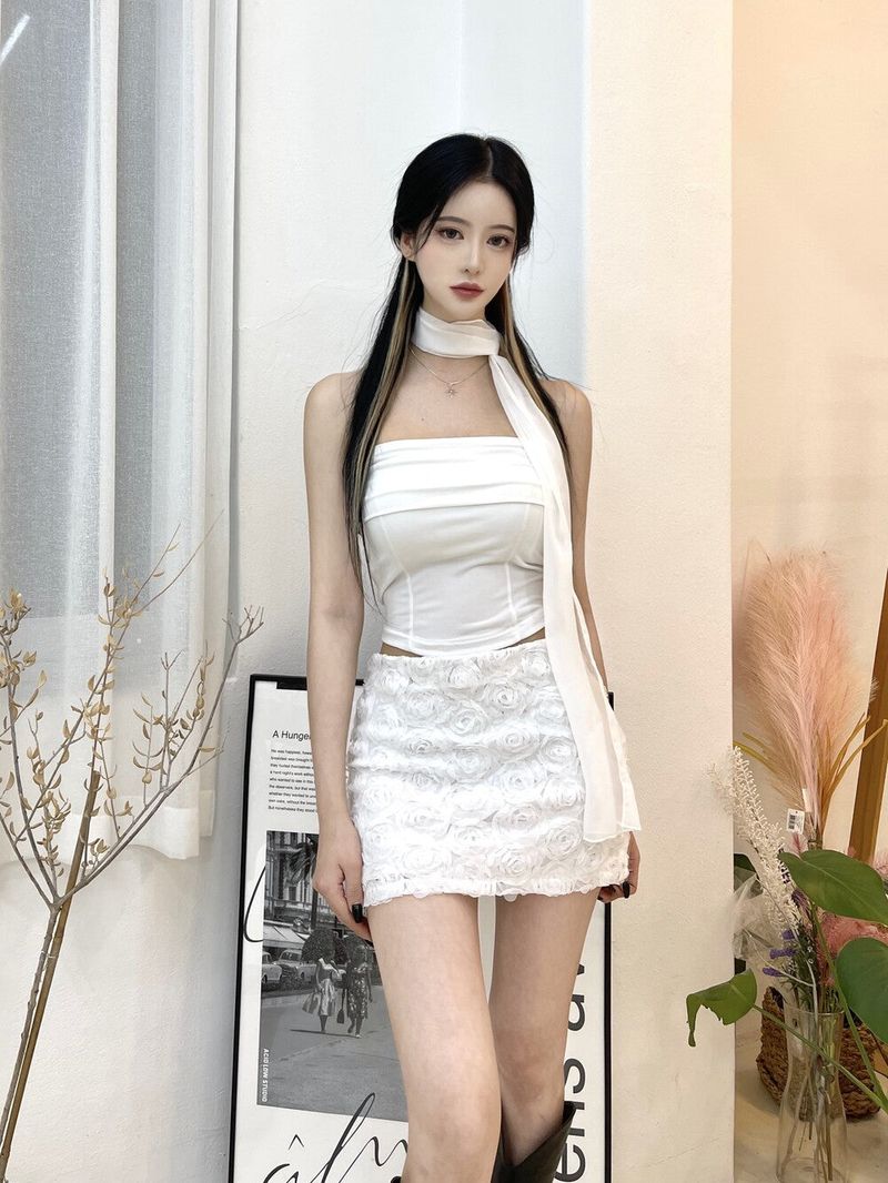 Seow（ソウ）の「778. Bella scarf corset top set (2color)（Tops）」