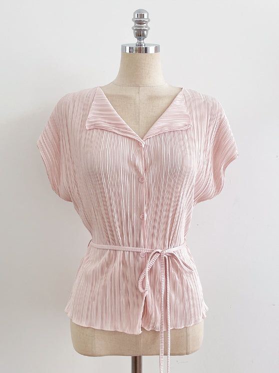 Weave Pleats Banding Skirt