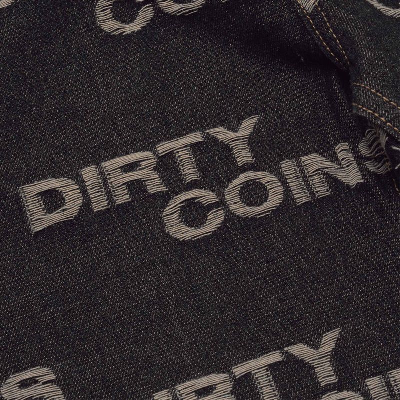 Frayed Logo Baggy Denim Pants - Black