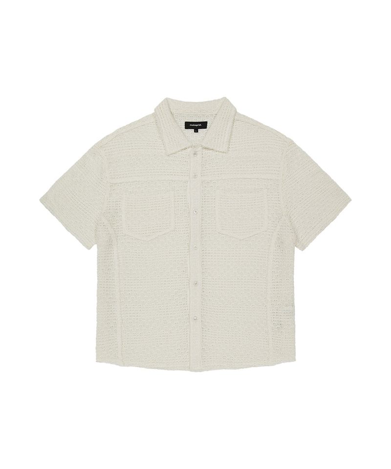 RAW CUT KNIT HALF SHIRT