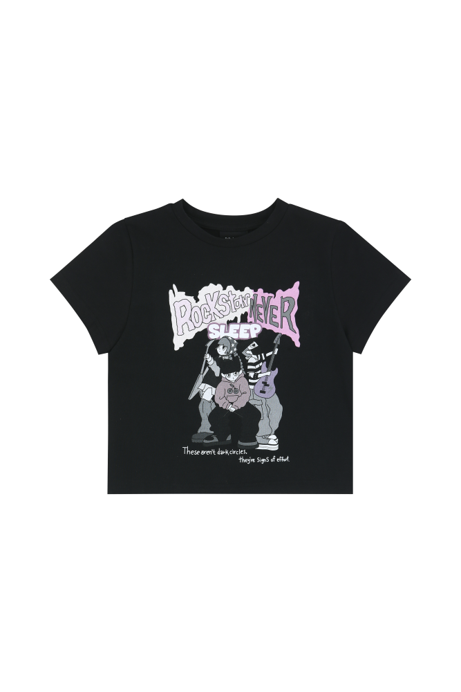 P:ReinSein(レインセイン)の「Black rock band crop t-shirts(Tops)」