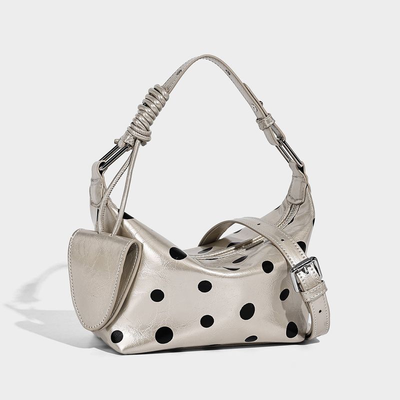 Dotcore Polka Dot Glossy Leather Baguette Bag