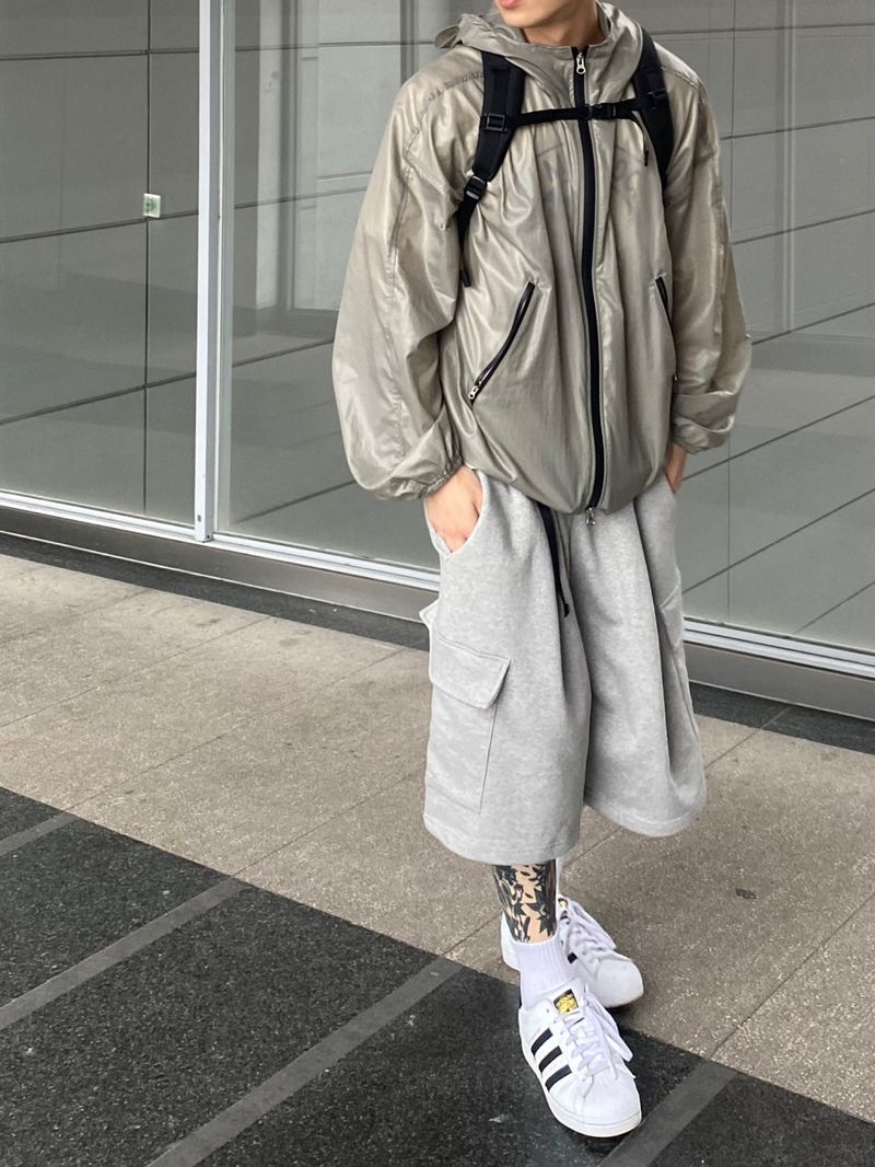 Strap sweat bermuda pants 2C
