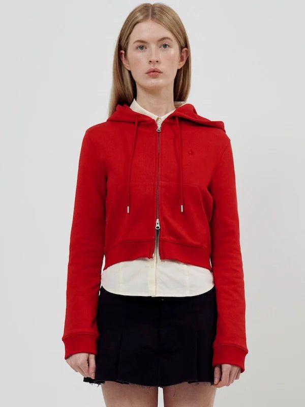 KIRSH（キルシー）の「KIRSH PLAIN SLIM FIT CROP HOODIE ZIP UP - RED（Tops）」