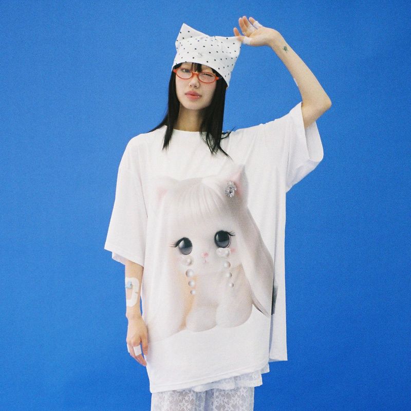 CLUT STUDIO(クラットスタジオ)の「Don't Cry Aerocool T-shirt - WHITE(Tops)」