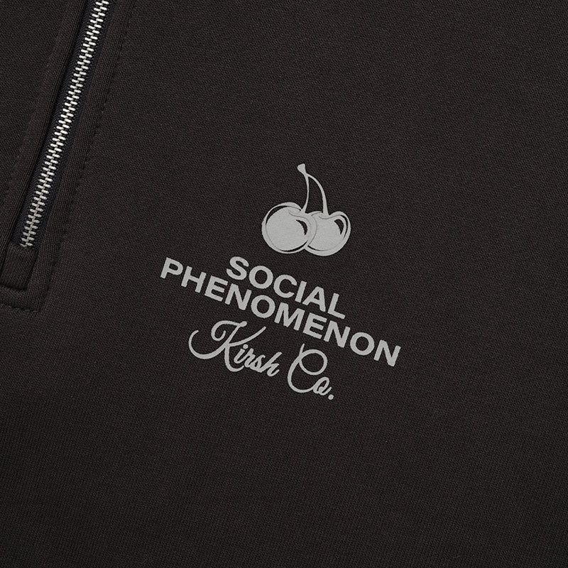 CHERRY ARCH LOGO HALF ZIP UP [DARK BROWN]