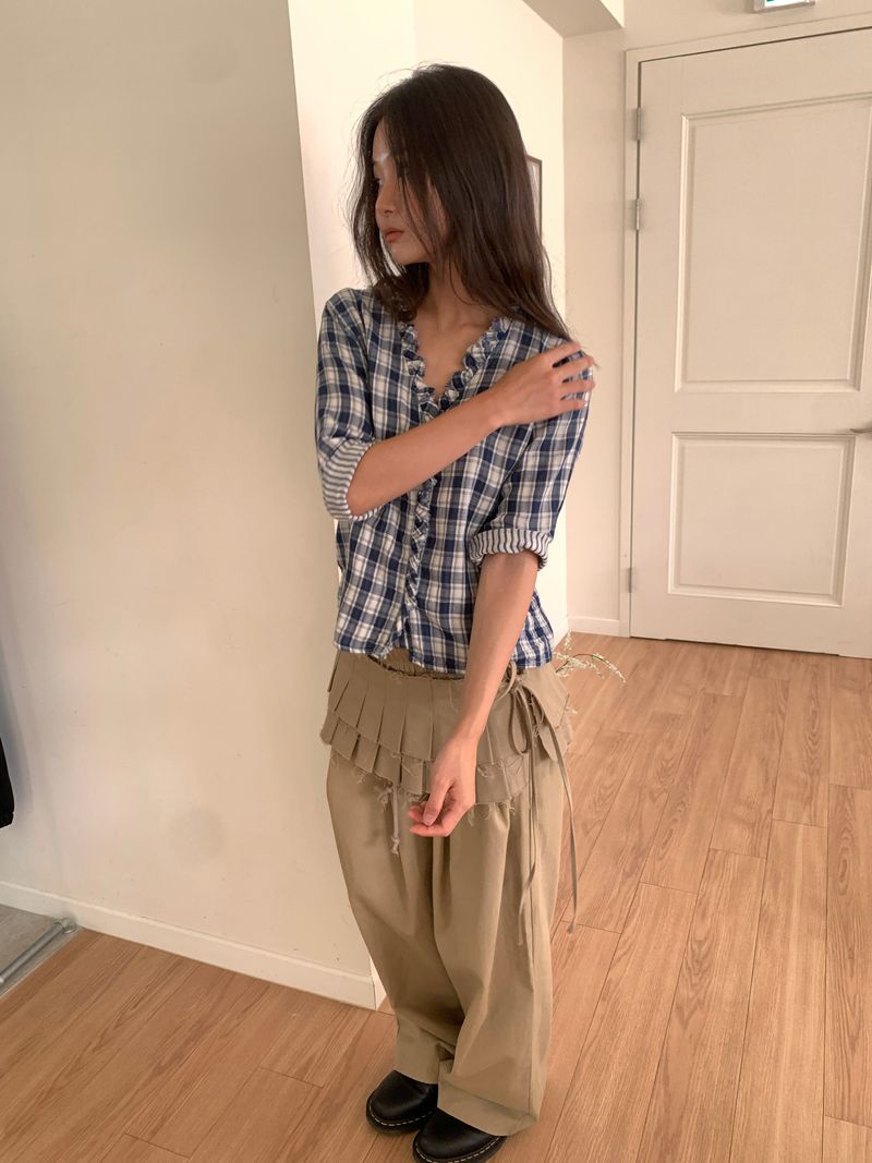 DOUBLE PLEATS LAYERED SKIRT (2C)