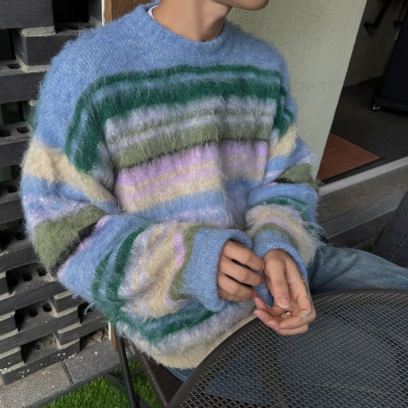2 Low Multi Border Shaggy Knit (2color)