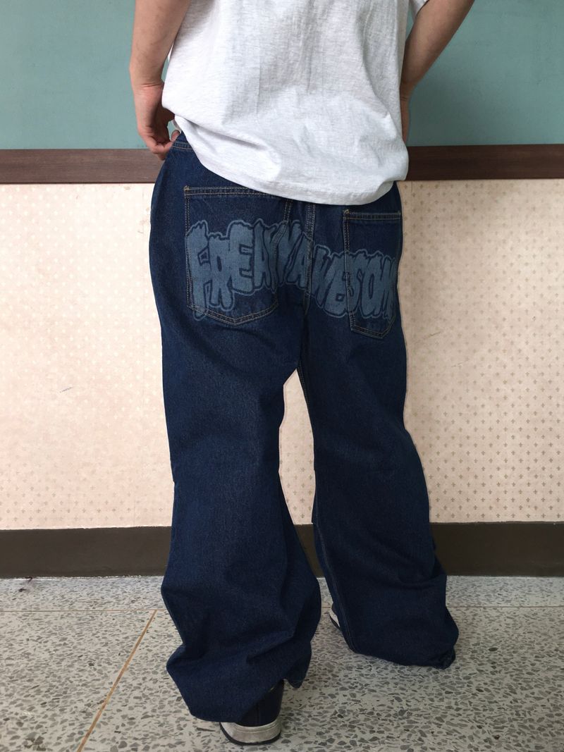 Vintage Back-Printed Denim Pants