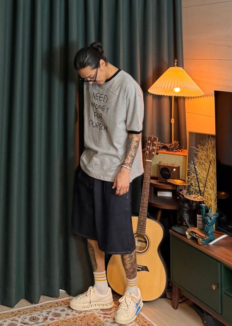 Non-fade half denim pants 2COLOR