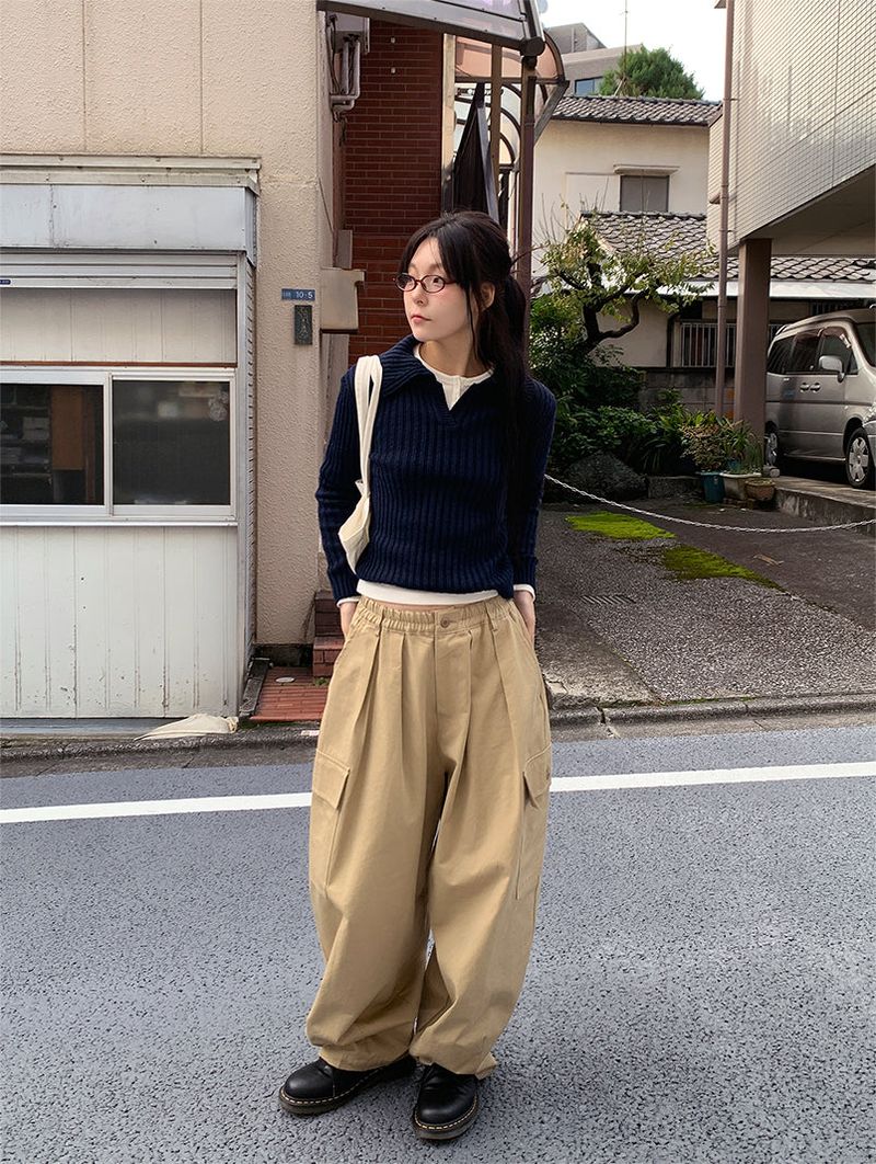 BUTTON RIBBED LONG SLEEVE (4C)