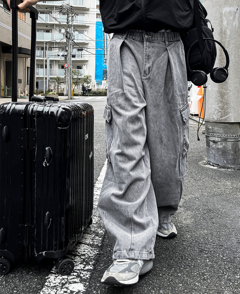 Pigment Balloon stitch Cargo Denim Pants