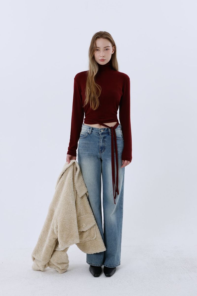 WOOL SPAN TURTLENECK T-SHIRT_BURGUNDY