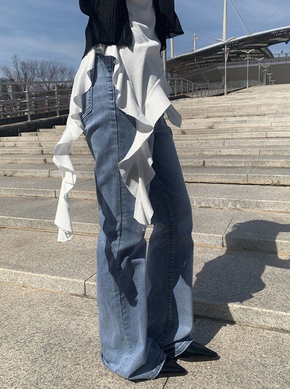 Botu Slim Washing Denim Bootcut Pants