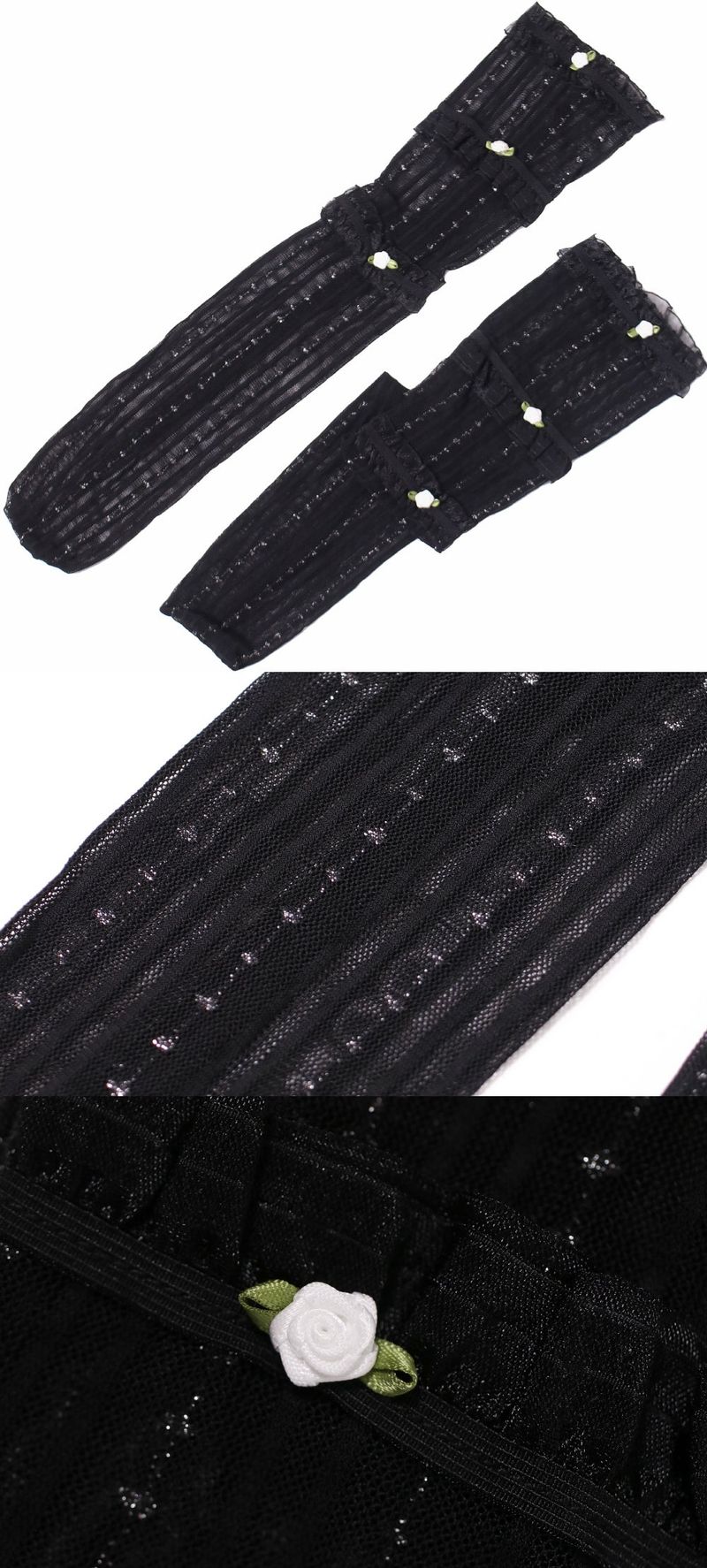 mini flower half stocking (black)