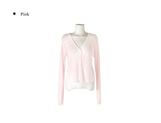 Myou V-neck See-through Button Cardigan