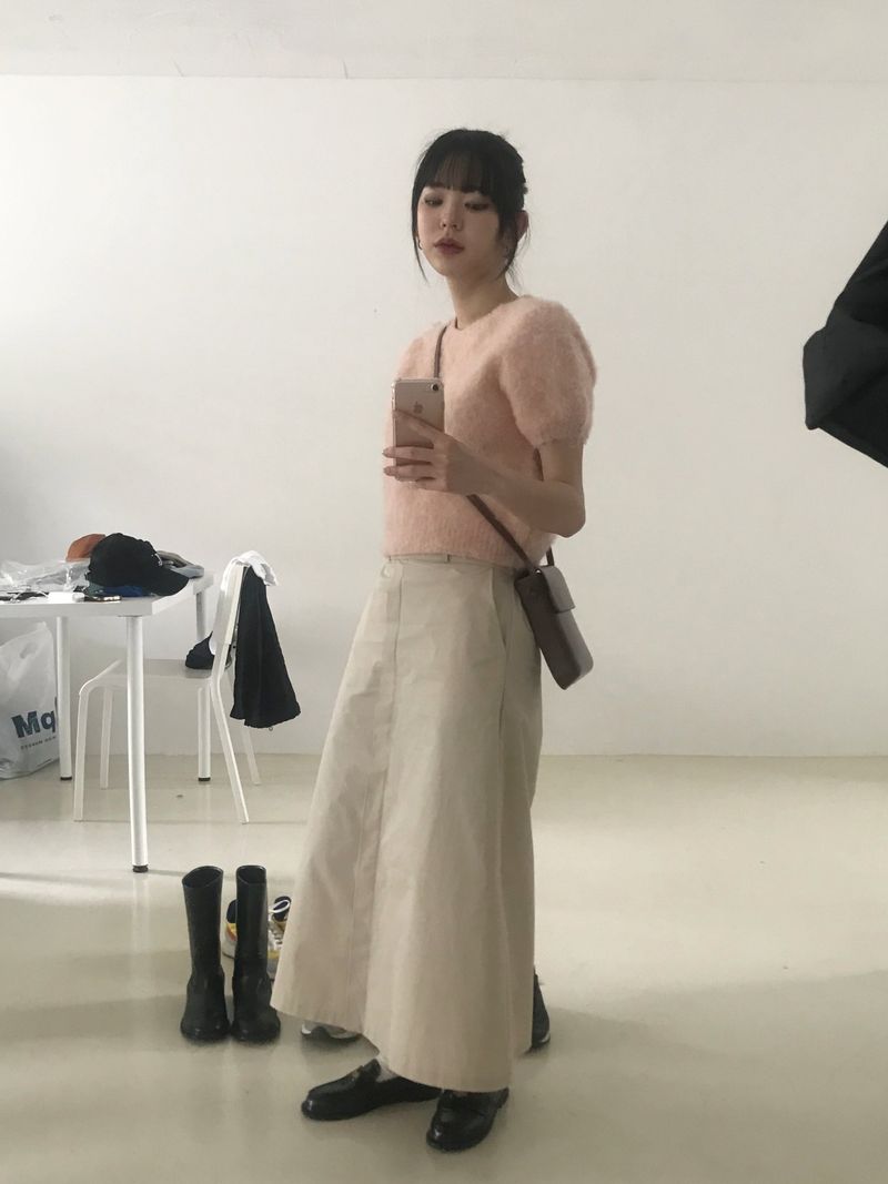 Harney button long skirt