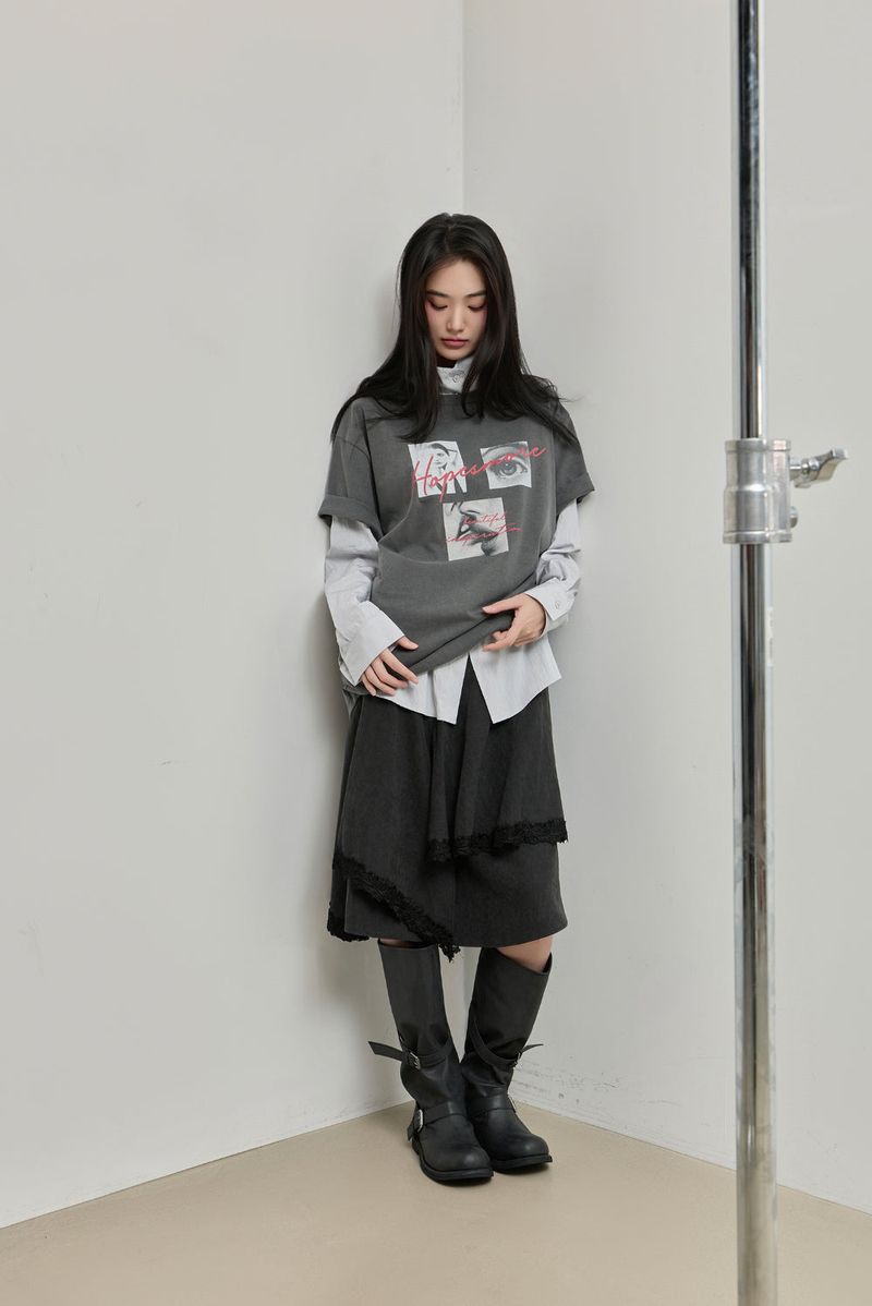 Urban High-neck String Shirt_Grey