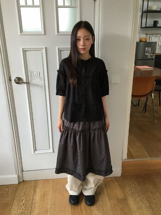 Dodo Lace Puff Short Sleeve Blouse