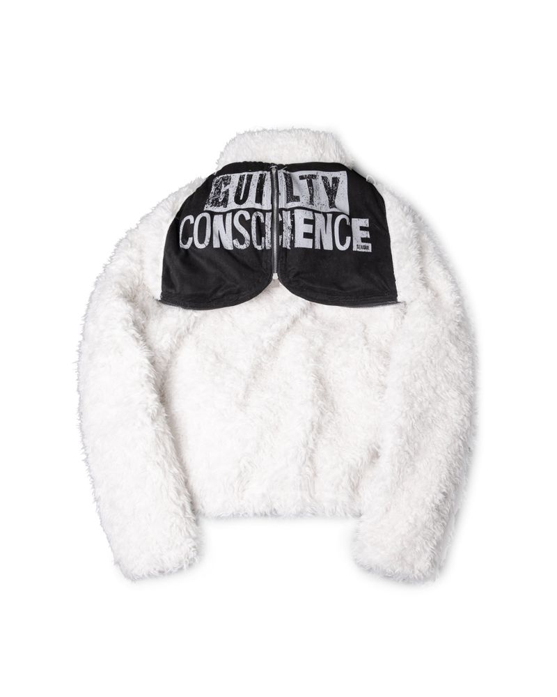FAUX FUR MULTI ZIPPER WHITE JACKET