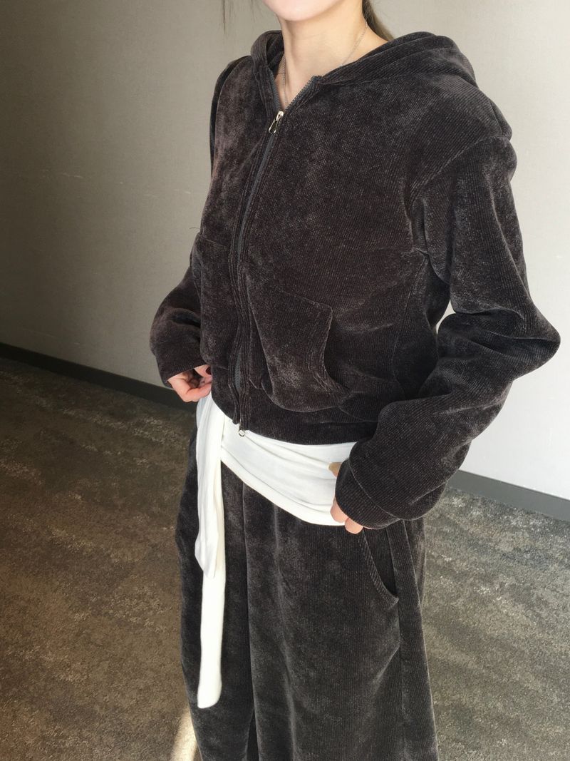 RITCORE(リットコア)の「Acorn Velvet Crop Hoodie (3c)(Tops)」