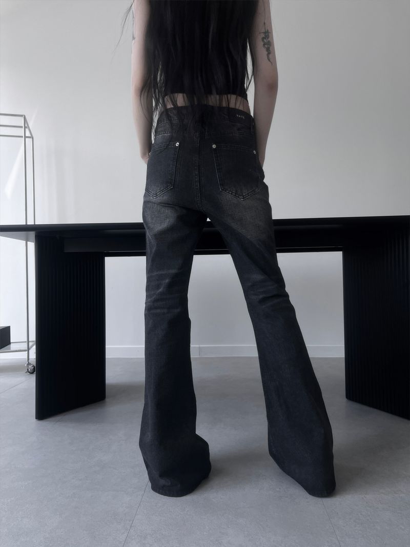 washed slub bootcut denim (2color)