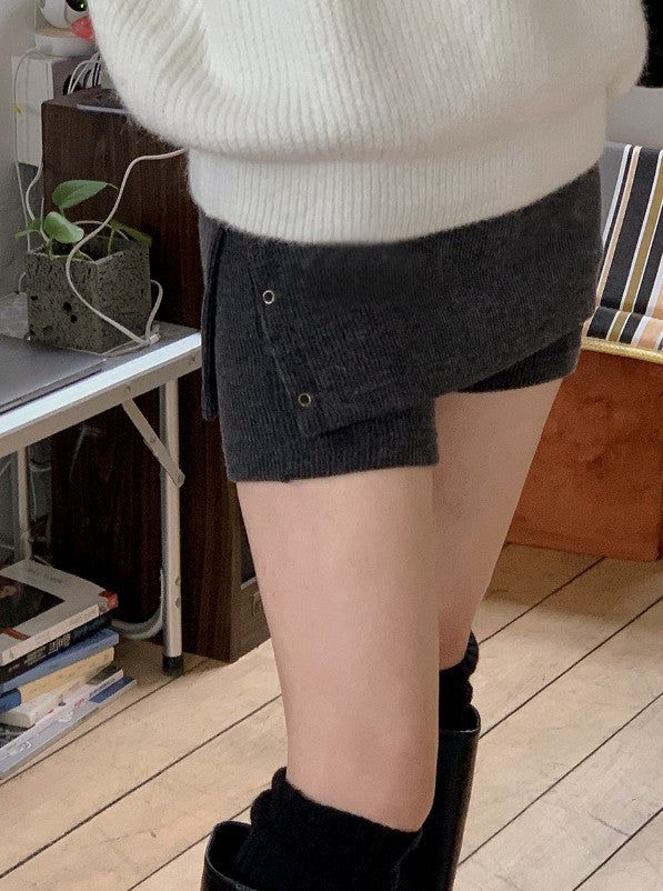 Slit Layered Knit Skirt Pants (2color)