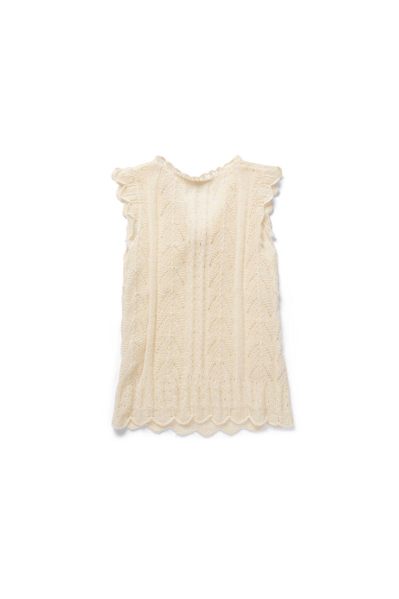 Ribbon sleeveless knit_cream