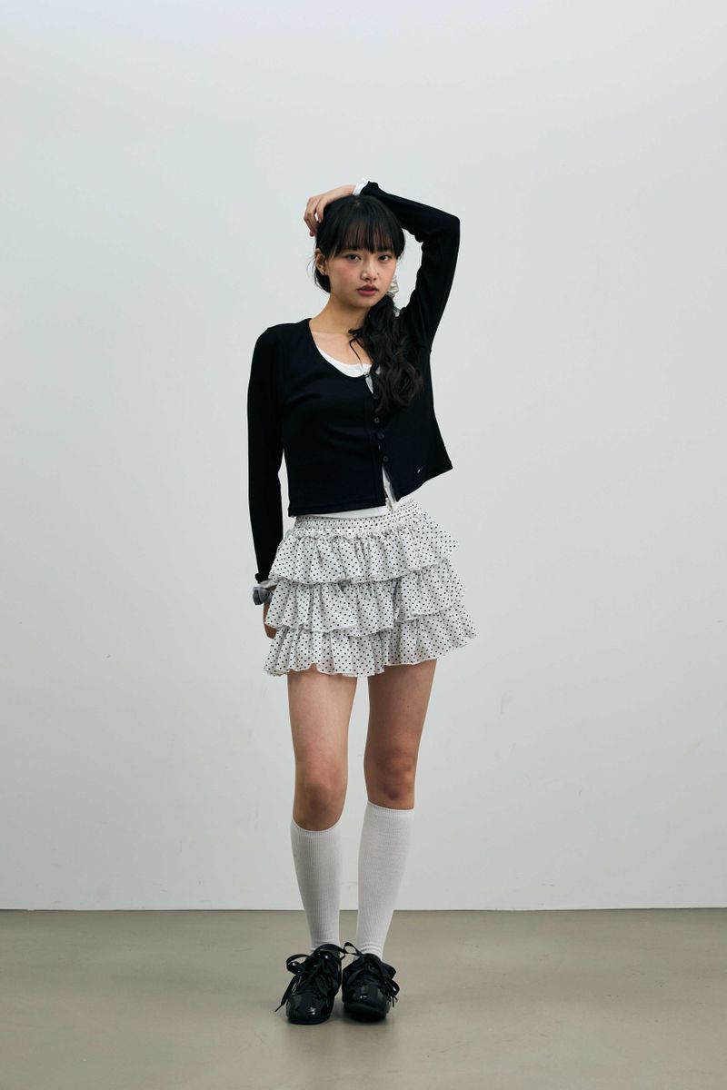 LYLA LAYERED CARDIGAN / BLACK-WHITE
