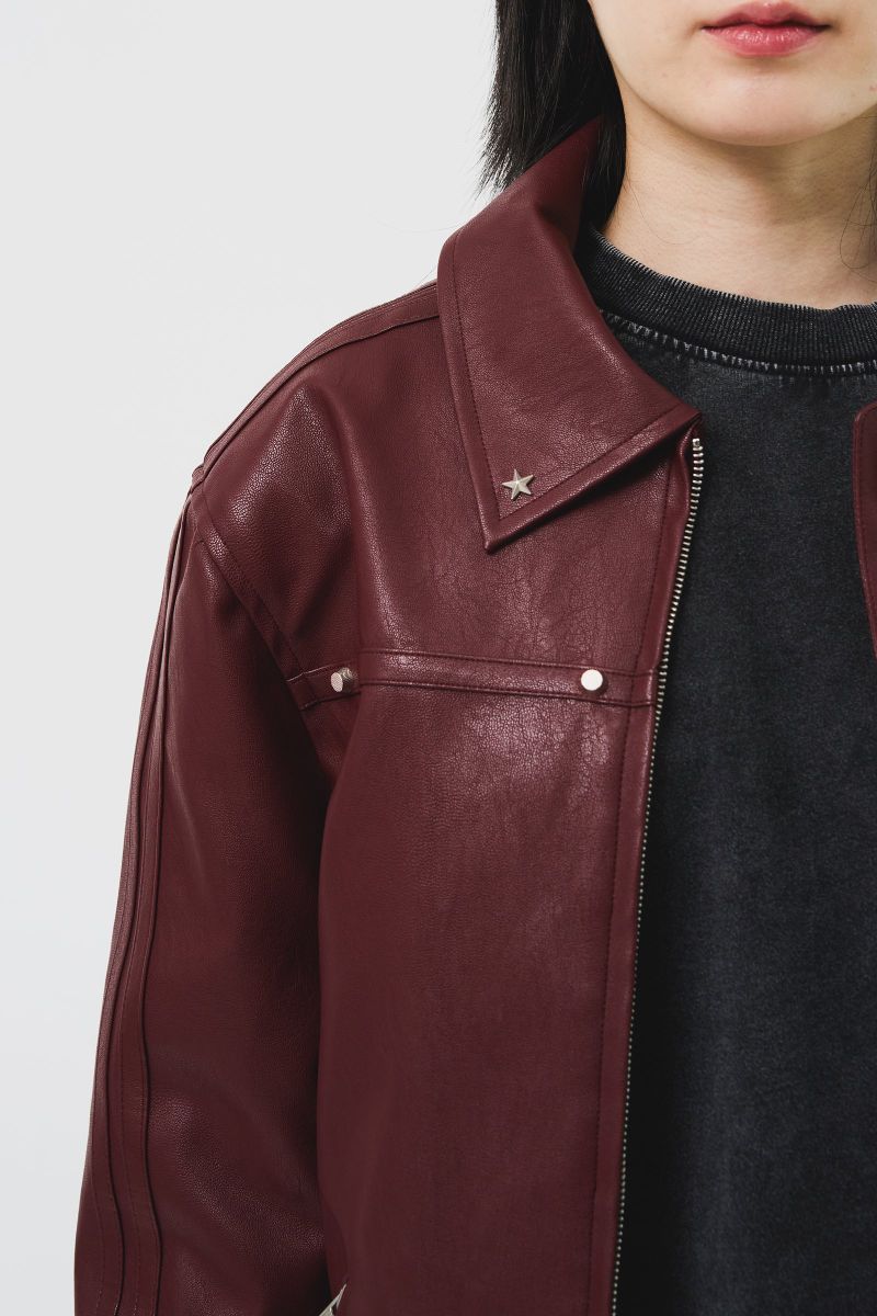 Star Stud Leather Jacket (2color)
