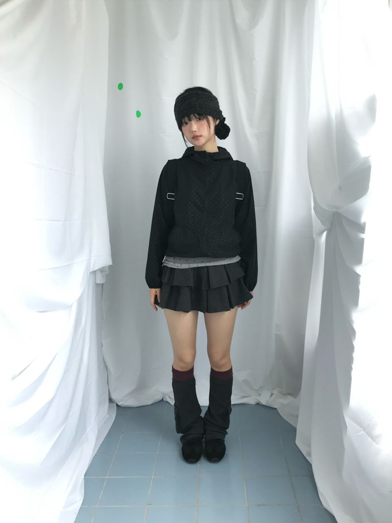 double frill pleated skirt