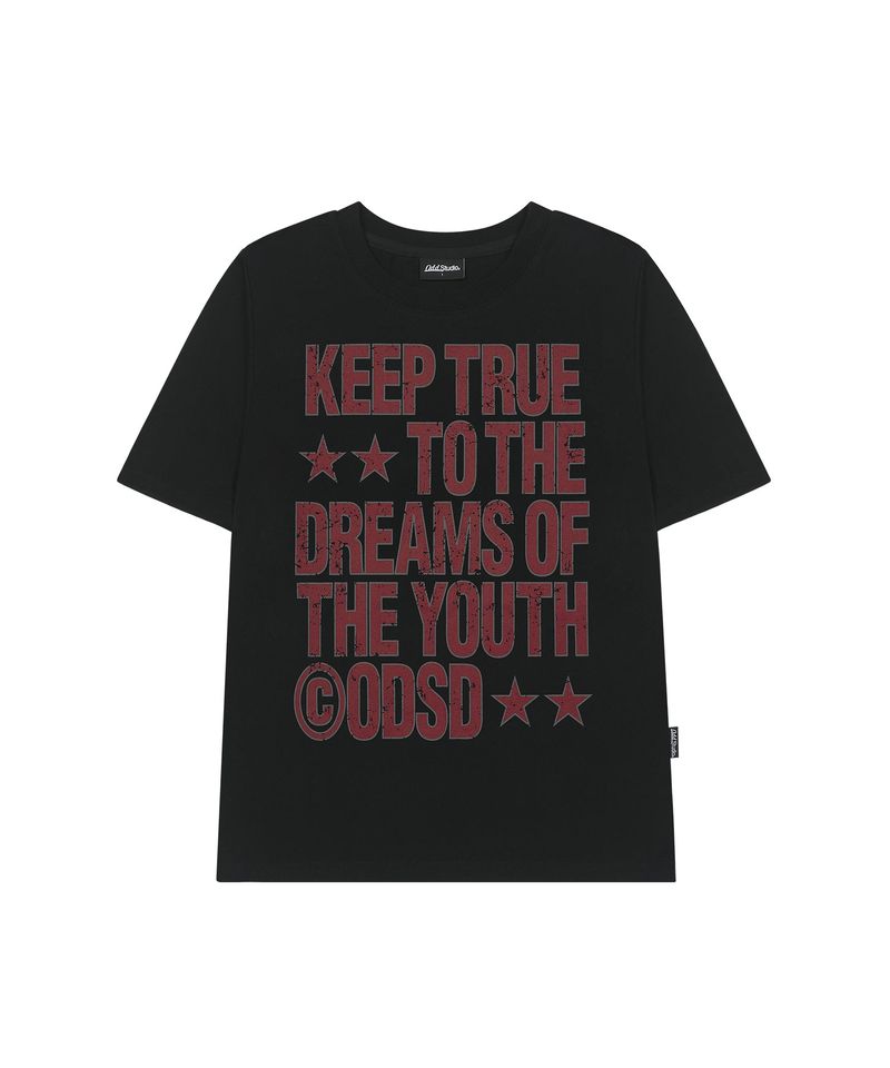 ODDSTUDIO（オッドスタジオ）の「キープトゥルータイポグラフィックレギュラーフィットTシャツ - ブラック（トップス）」