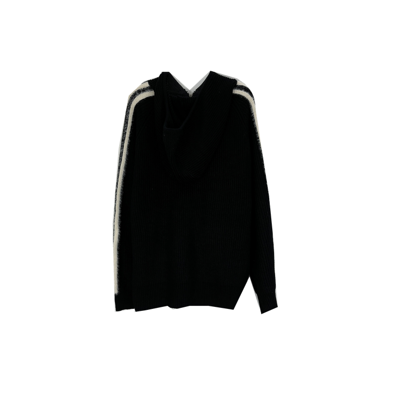 hairy line knit zip-up