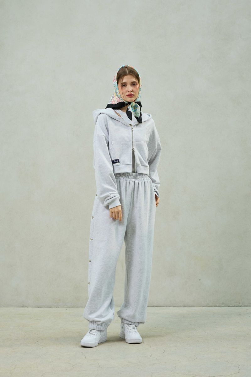 PITA SNAP OFF SWEAT PANTS / WHITE-MELANGE