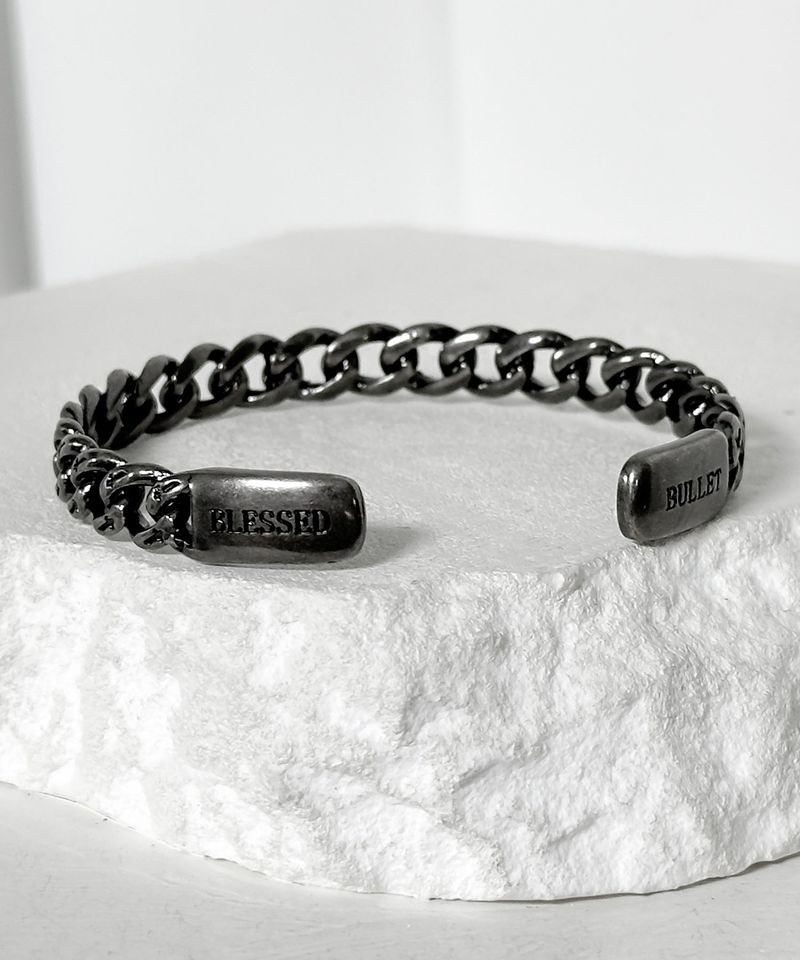 ss-SILENT CROSS CHAIN BANGLE_black
