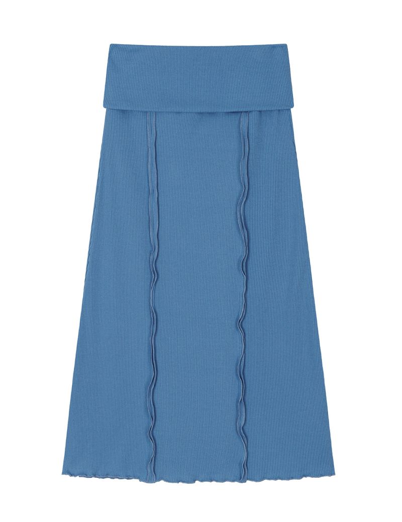 RIBBED LONG SKIRT(BLUE)