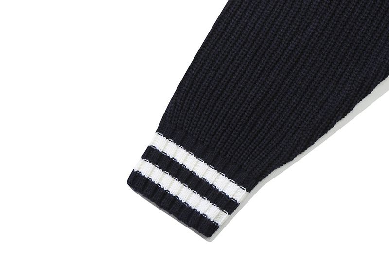 HEAVY GAUGE KNIT ZIP UP_NAVY
