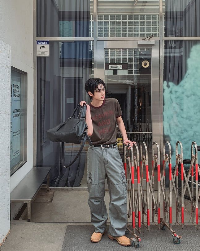 Radic Washed Zipper Cargo Wide Pants