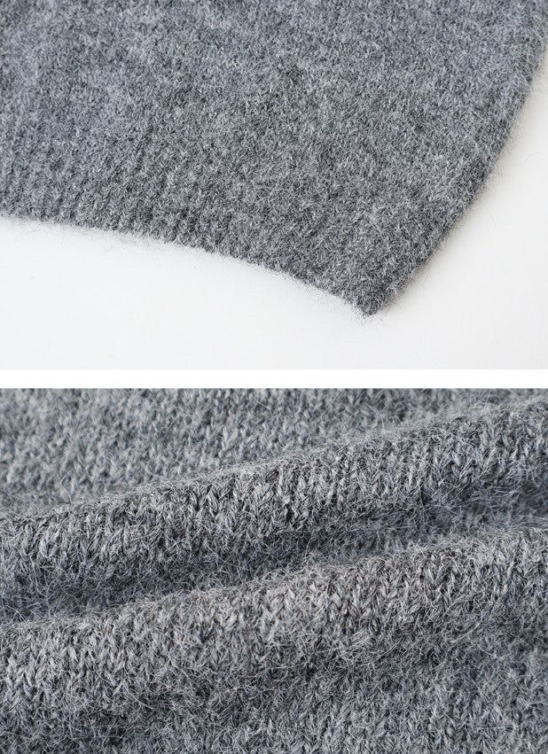 Amelie Leather Patch Henry Neck Knit (5color)