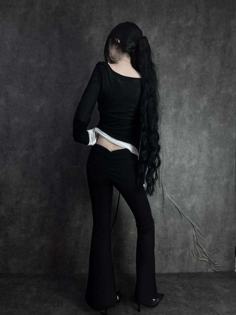 low-rise bootcut folding pants (2color)