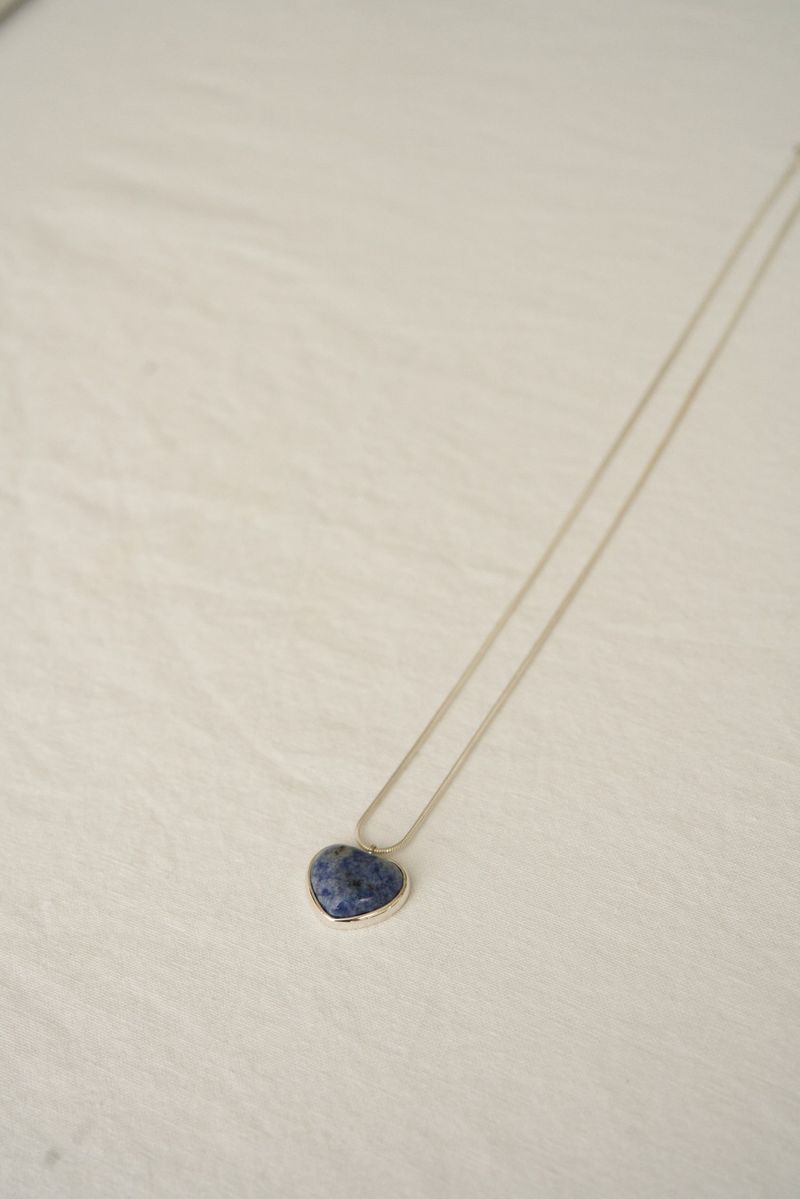 [MADE] Silver925_Heart Natural Agate_N (Red,Blue)