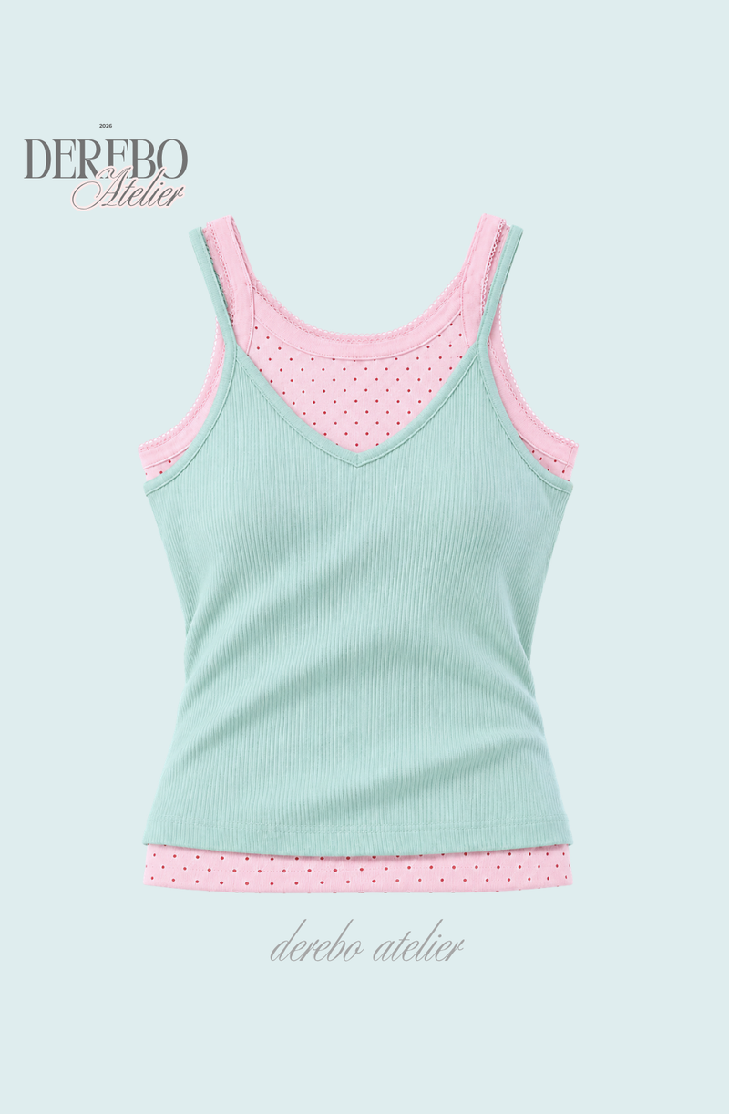 Cozy Mint Dot Pink Sleeveless T-shirt
