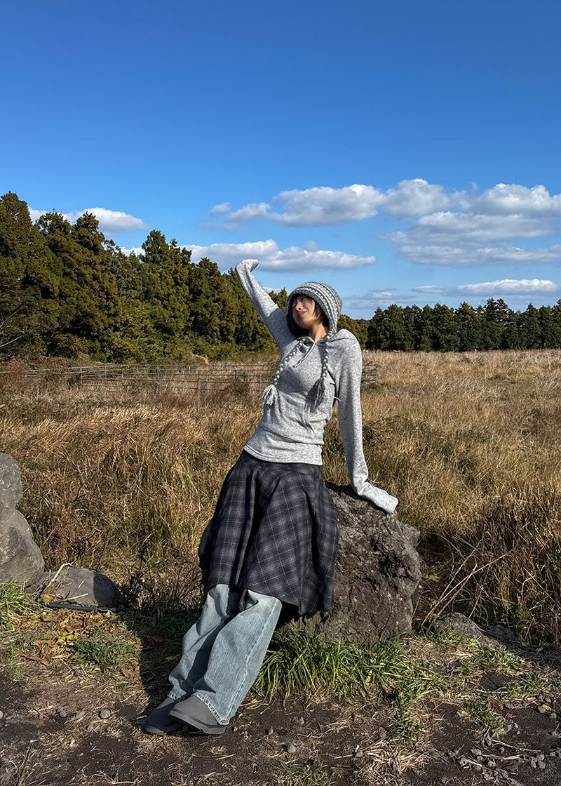 CHECK FLARE SKIRT