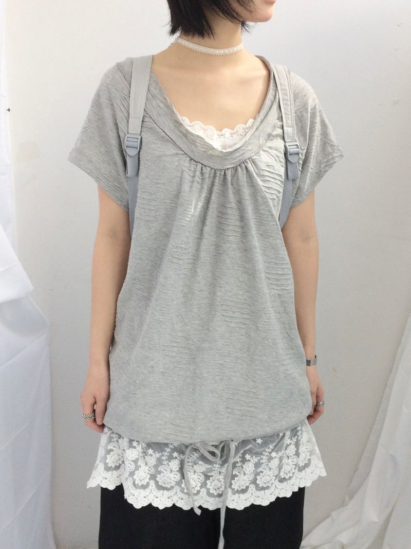 embossed shirring strap t