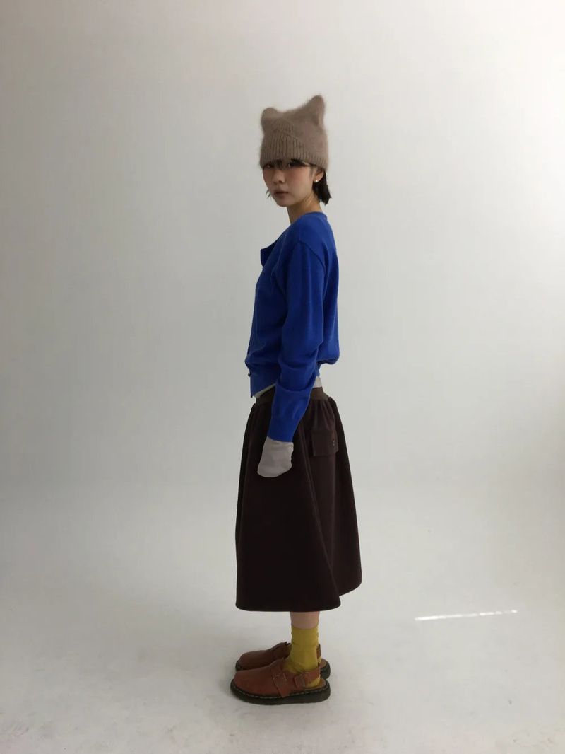 flap back pocket midi skirt (3color)